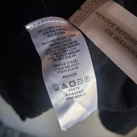 Linen Blend Black Cardigan Bell Sleeves Loft Large Casual Office Career Fall - Picture 5 of 5